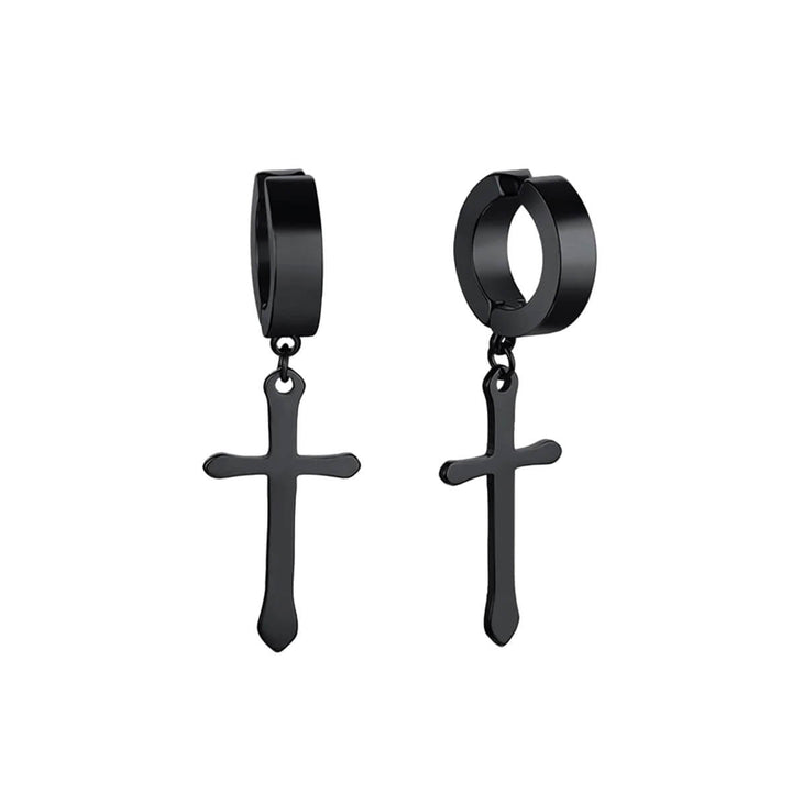 Hanging cross earring Clip-on earrings (Steel 316L)