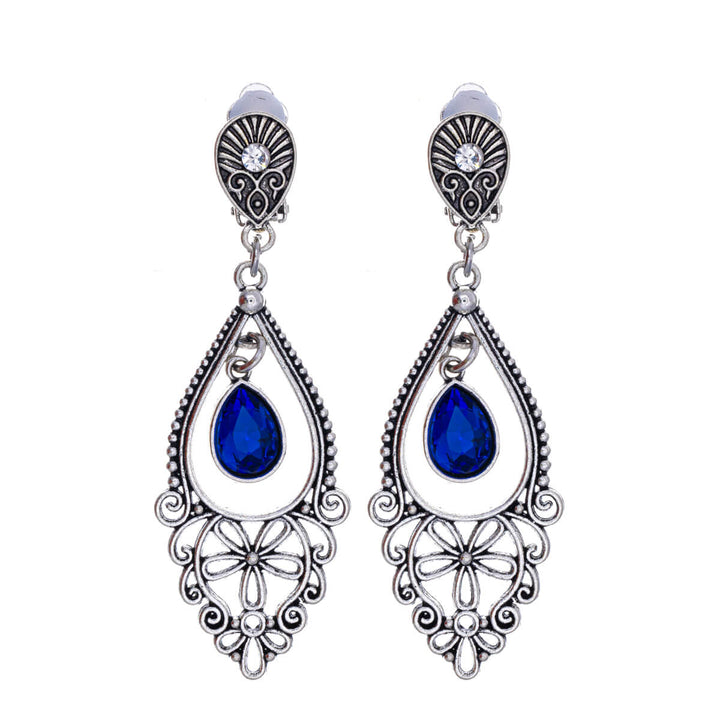 Hanging decorative Clip-on earrings glass stones