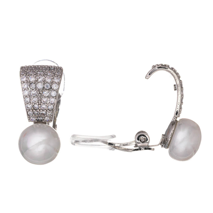 Zirconia arch bead Clip-on earrings