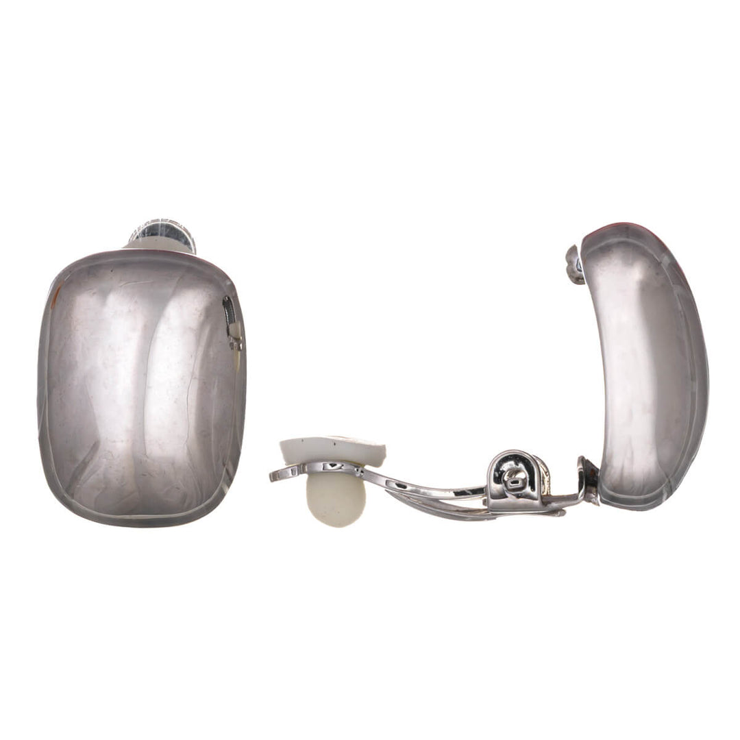 Mirroring rectangular clip-on earrings