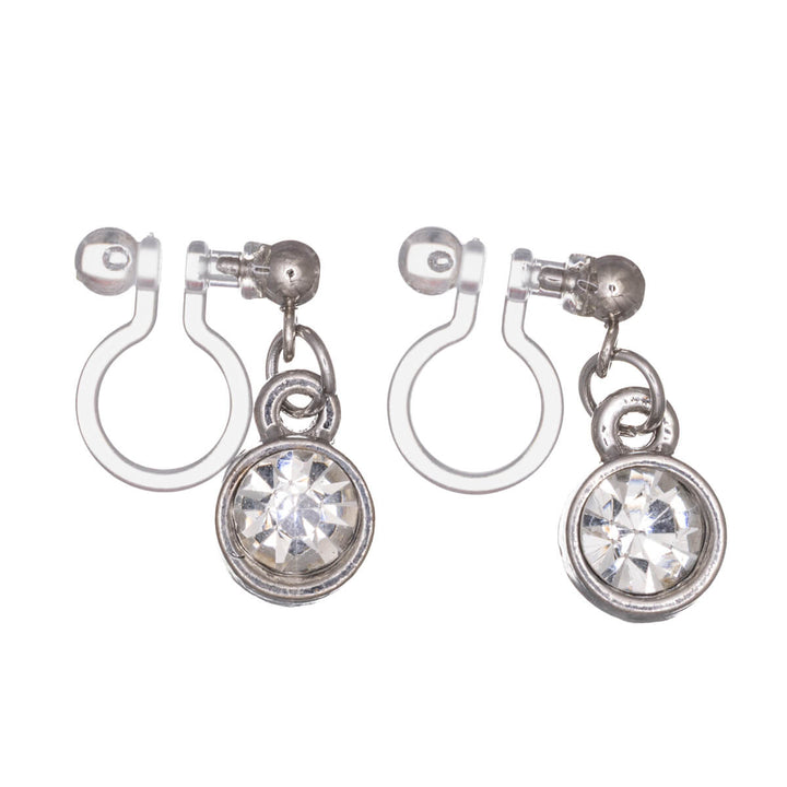 Sparkling glass stones hanging Clip-on earrings