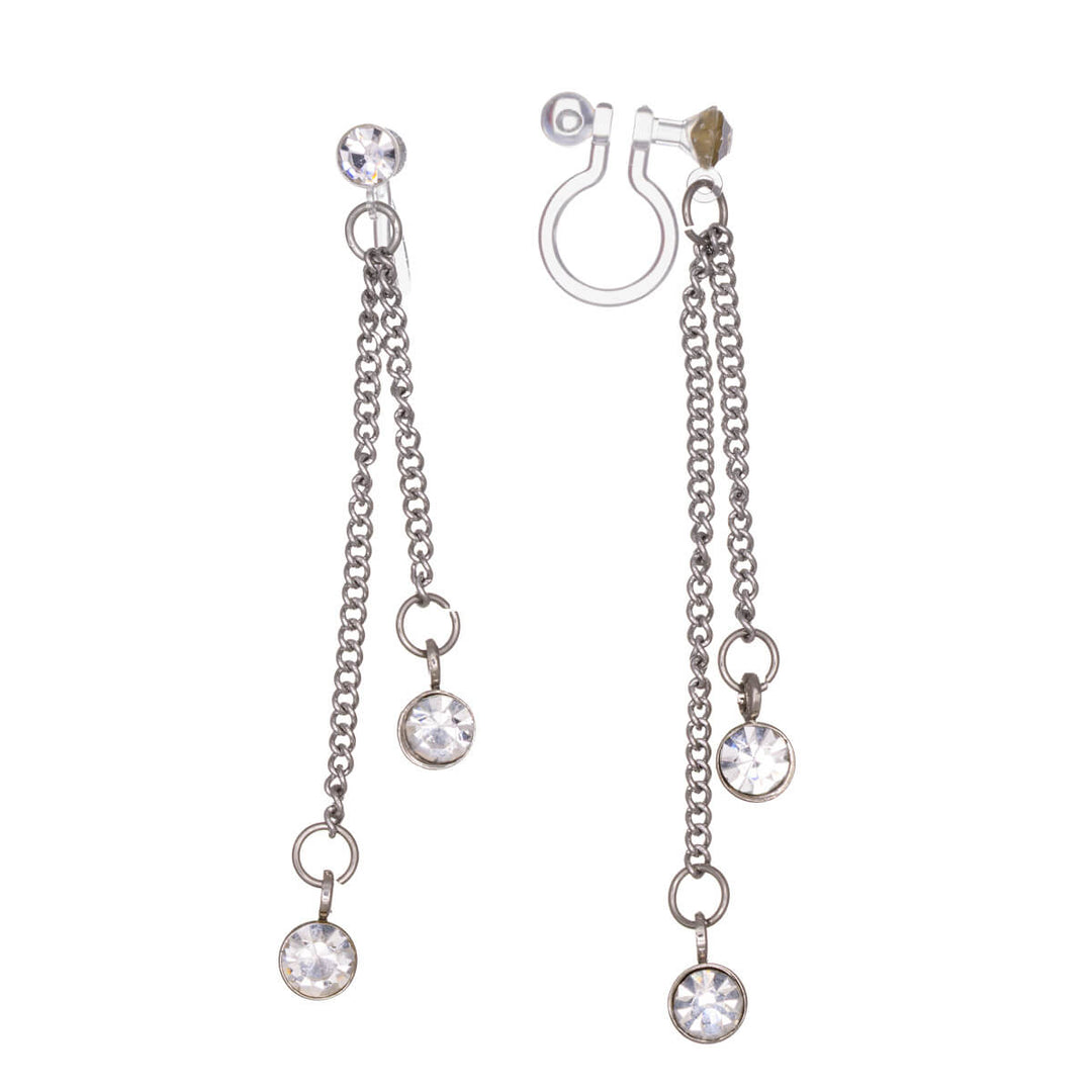Hanging chain Clip-on earrings on stones