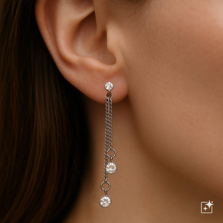 Hanging chain Clip-on earrings on stones