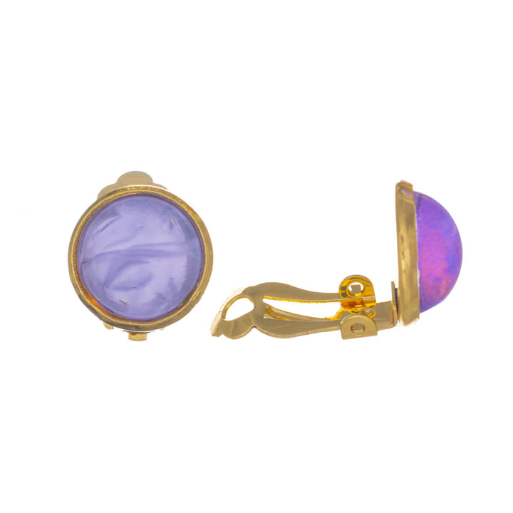 Round Clip-on earrings stone - surgical steel (316L)