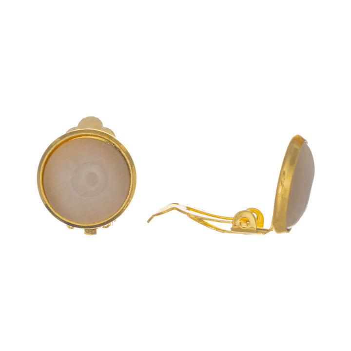 Round Clip-on earrings stone - surgical steel (316L)