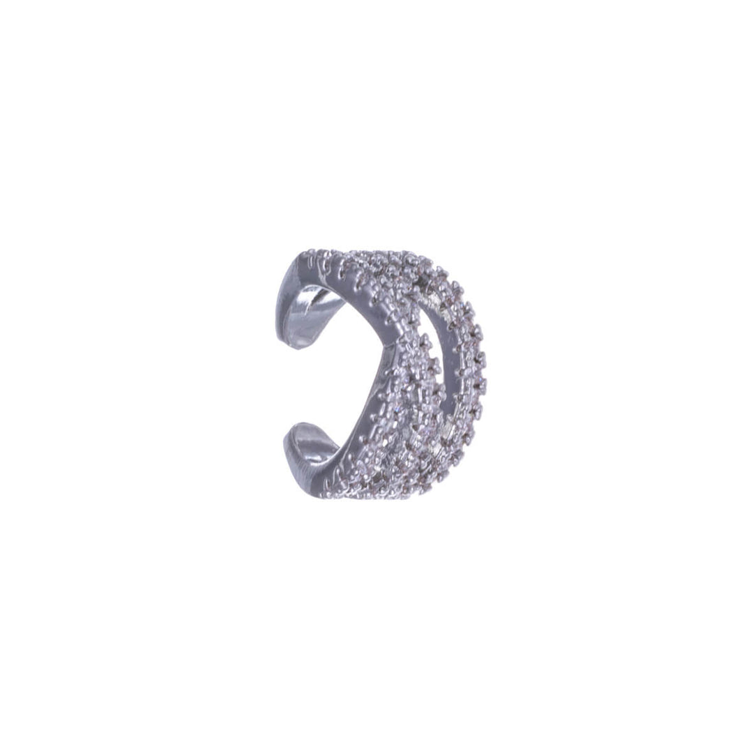 Three row zirconia rustic ear cuff 1pc