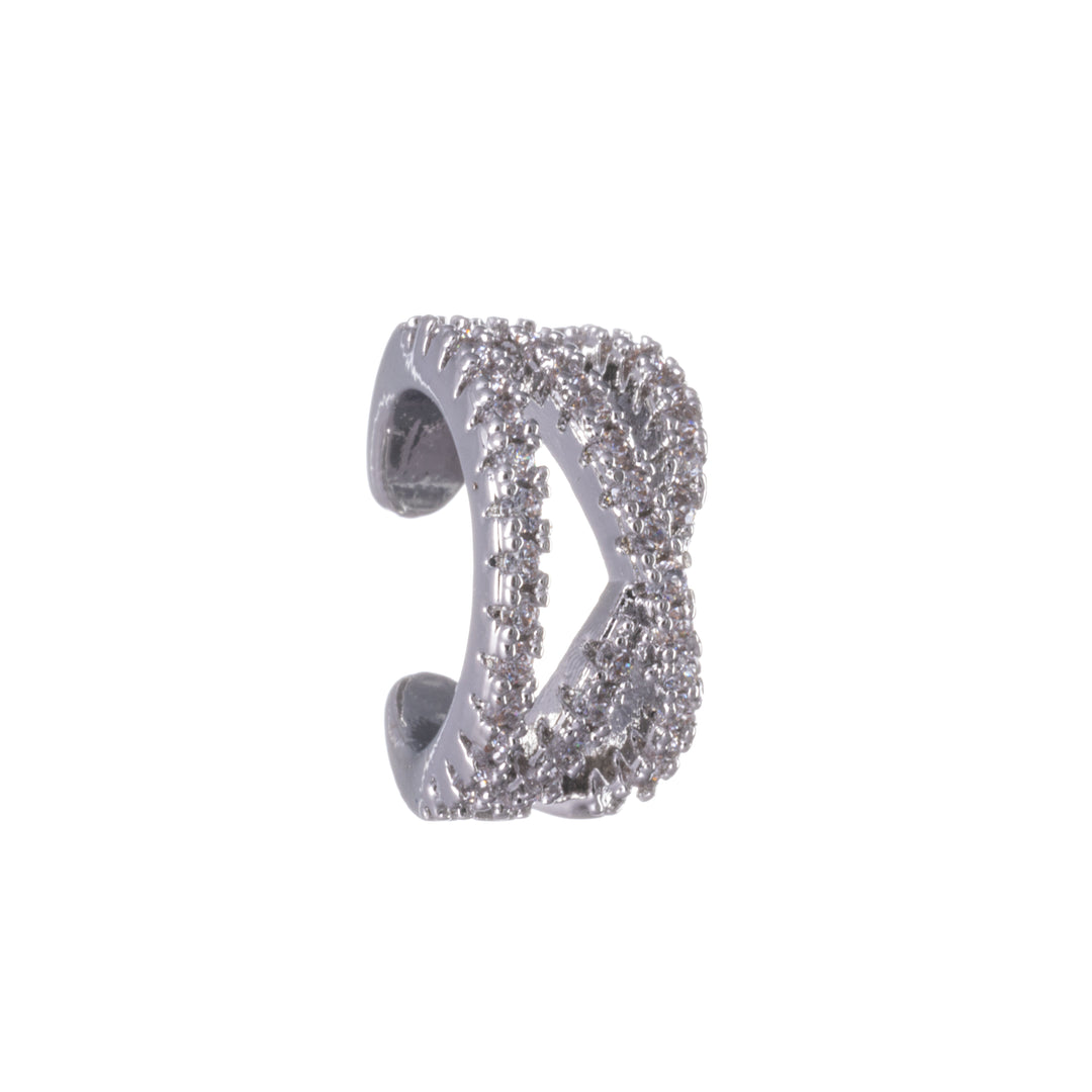 Three row zirconia rustic ear cuff 1pc