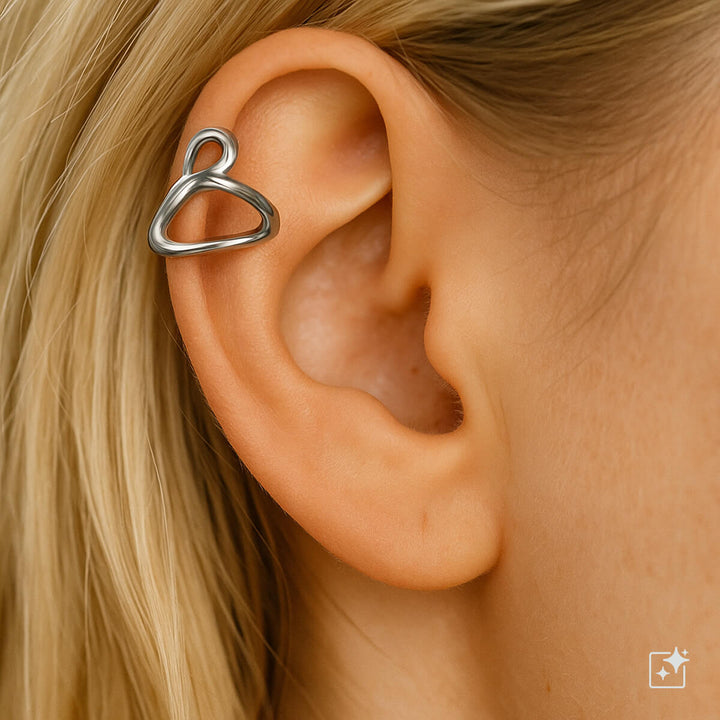 Round links wide ear cuff with cartilage (Steel 316L)