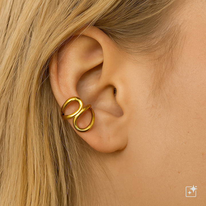 Round links wide ear cuff with cartilage (Steel 316L)