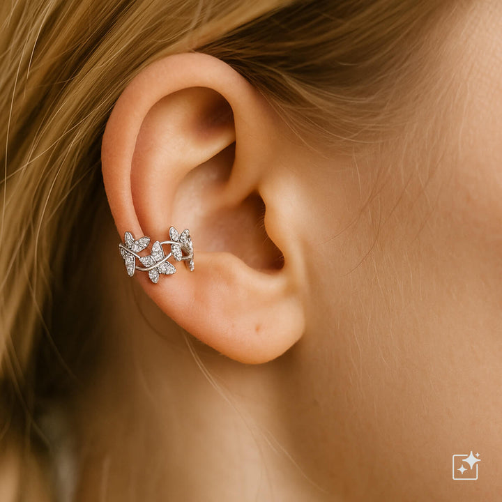 Zirconia embellished butterfly bracelet ear cuff