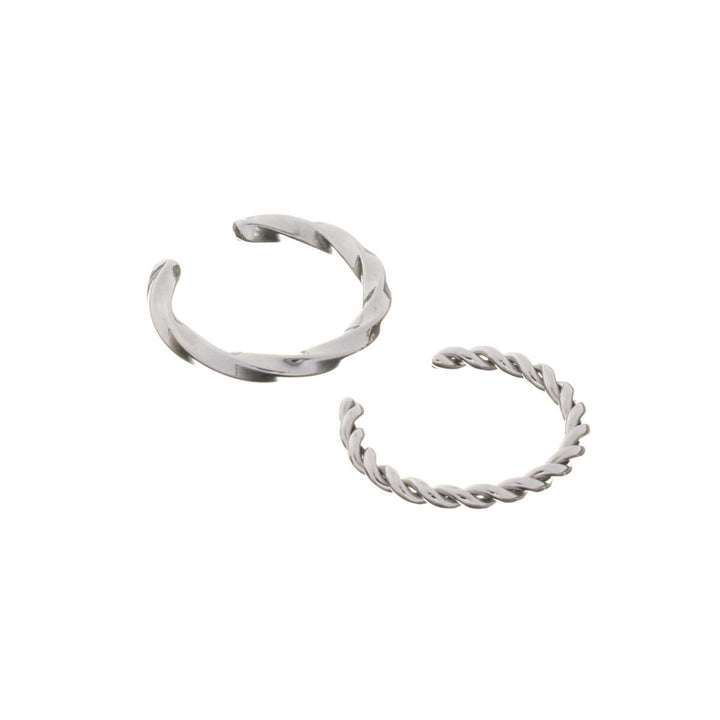 Textured ring ear cuff with cartilage tube 2pcs (Steel 316L)