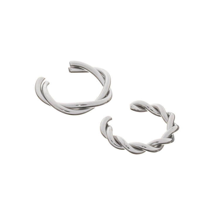 Textured ring ear cuff with cartilage tube 2pcs (Steel 316L)