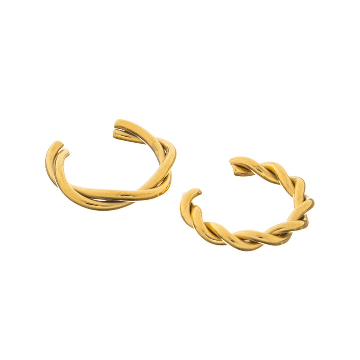 Textured ring ear cuff with cartilage tube 2pcs (Steel 316L)