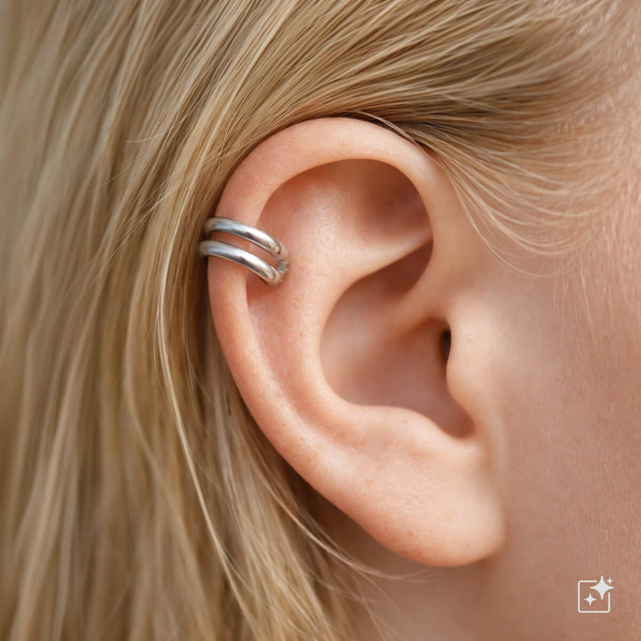 Double-row ring ear cuff (316L steel)