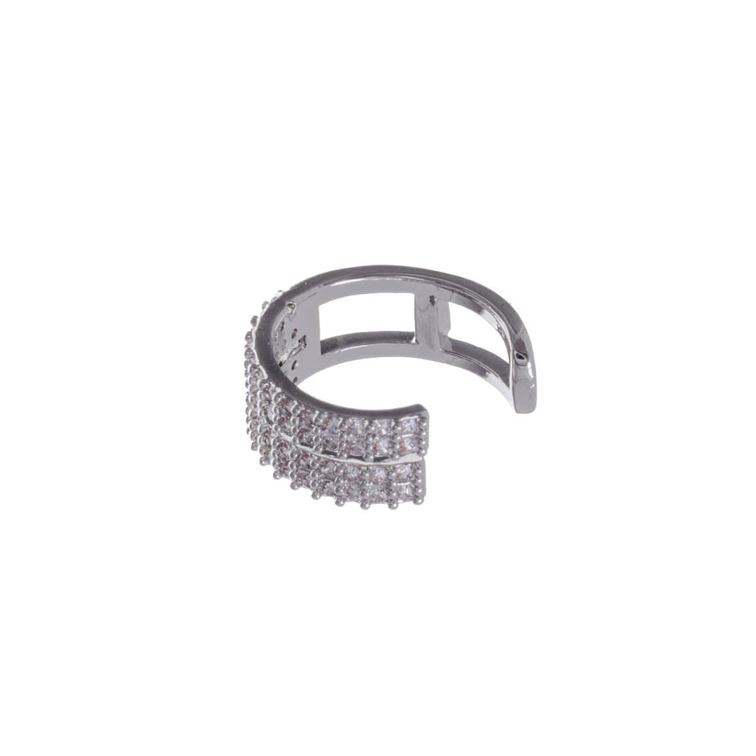Zirconia-decorated double-row rustic ear cuff