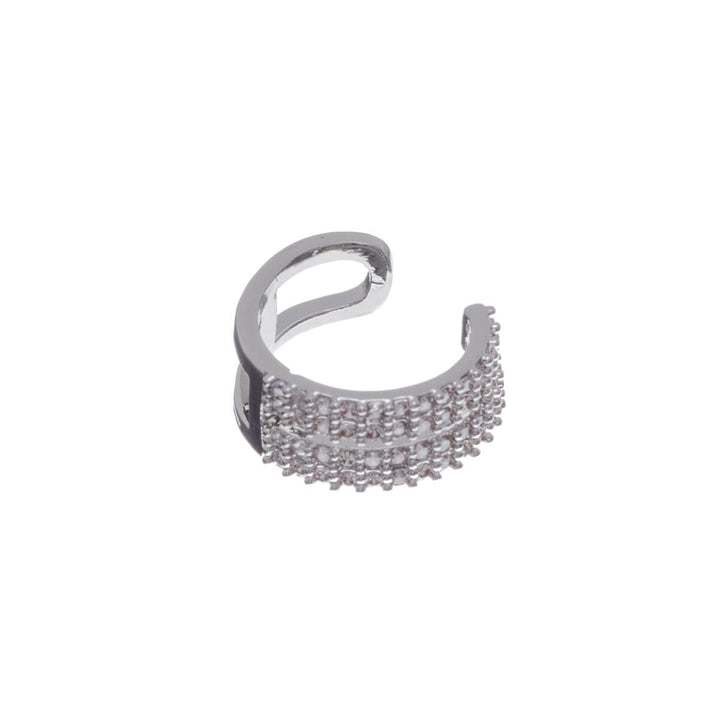 Zirconia-decorated double-row rustic ear cuff