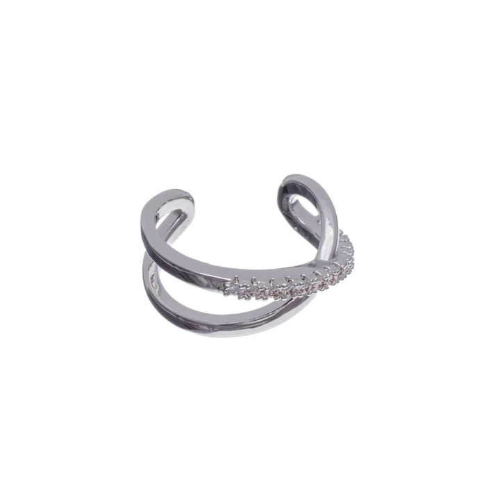 Zirconia decorated crisscross rustic ear cuff
