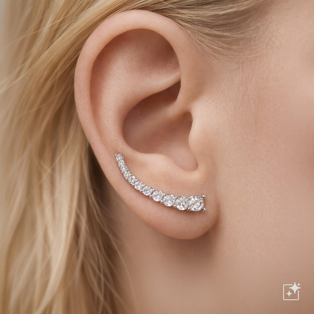 Curved zirconia row second ear earring