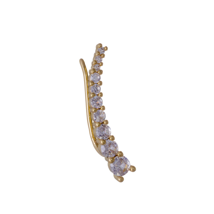 Golden curved zirconia row second ear earring