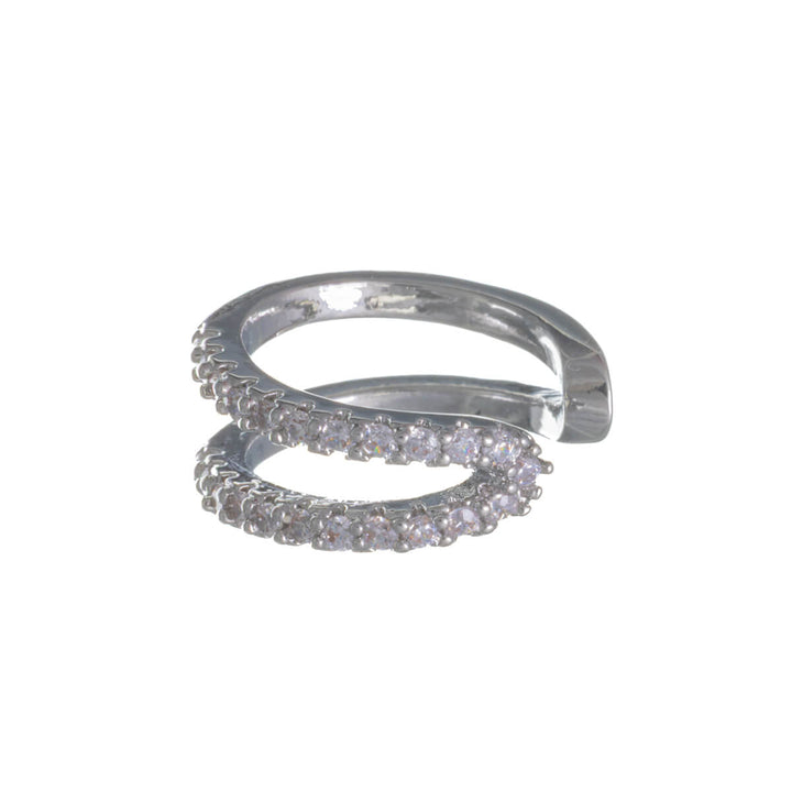 Double-row ear cuff with zirconia stones