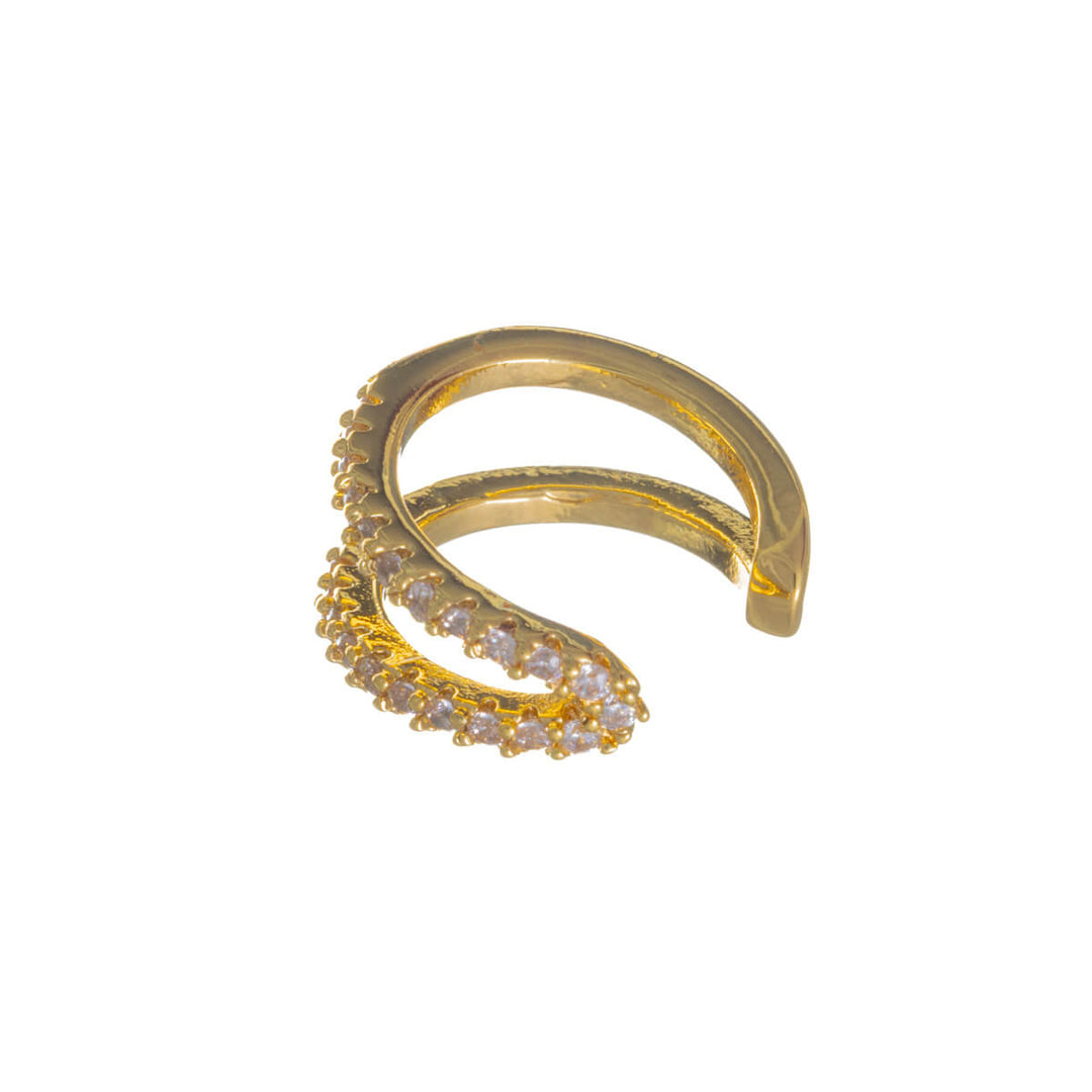 Double-row ear cuff with zirconia stones