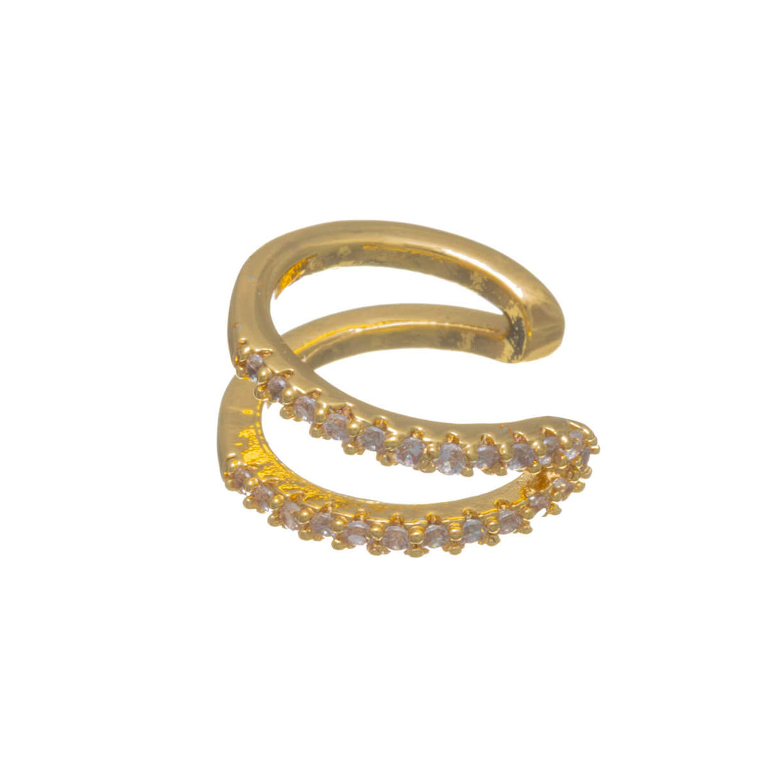 Double-row ear cuff with zirconia stones