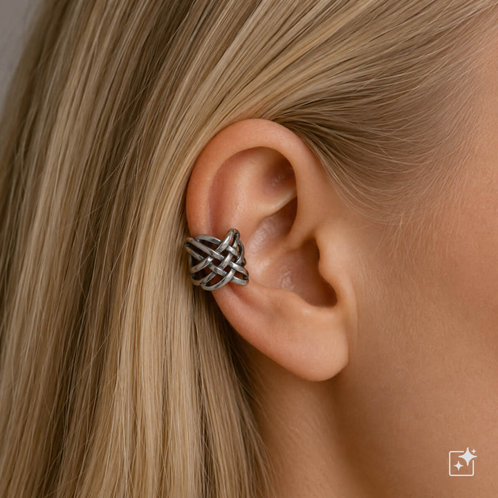 Cross-woven ear cuff earring (316L surgical steel)