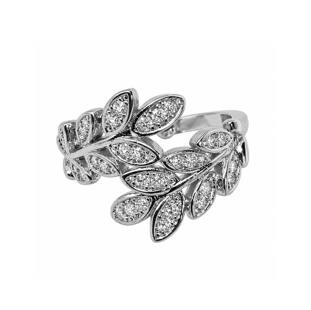 Zirconia-embellished leaf vine ear cuff