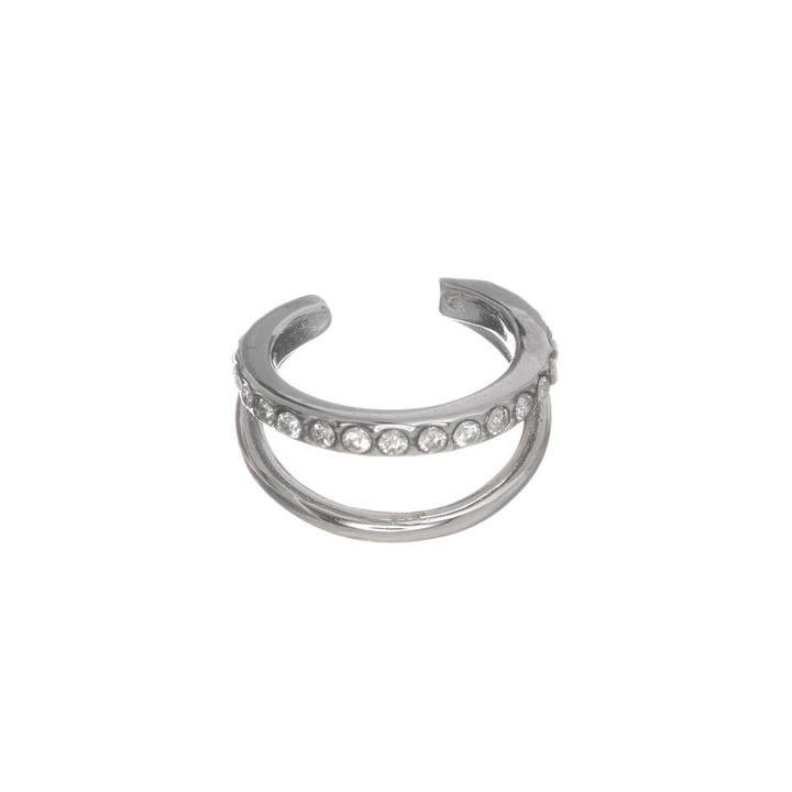 Double-row ear cuff adorned with zirconia stones (316L stainless steel)