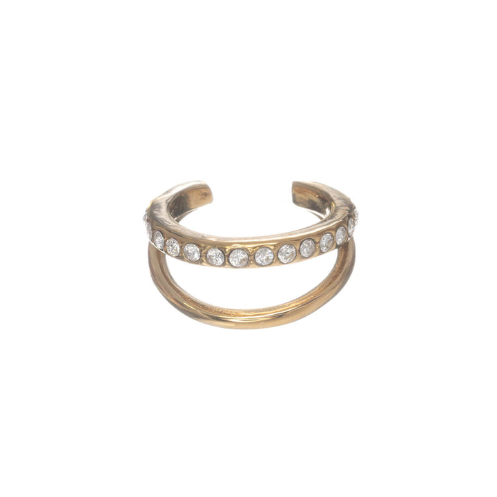 Double-row ear cuff adorned with zirconia stones (316L stainless steel)