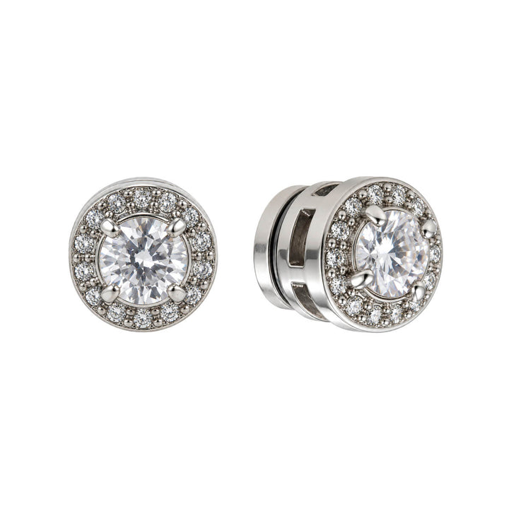 Pyöreät zirkonia halo magneetti korvakorut 8mm (Teräs 316L)