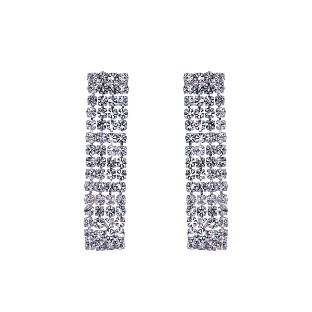 V-shaped rhinestone festive necklace + earrings