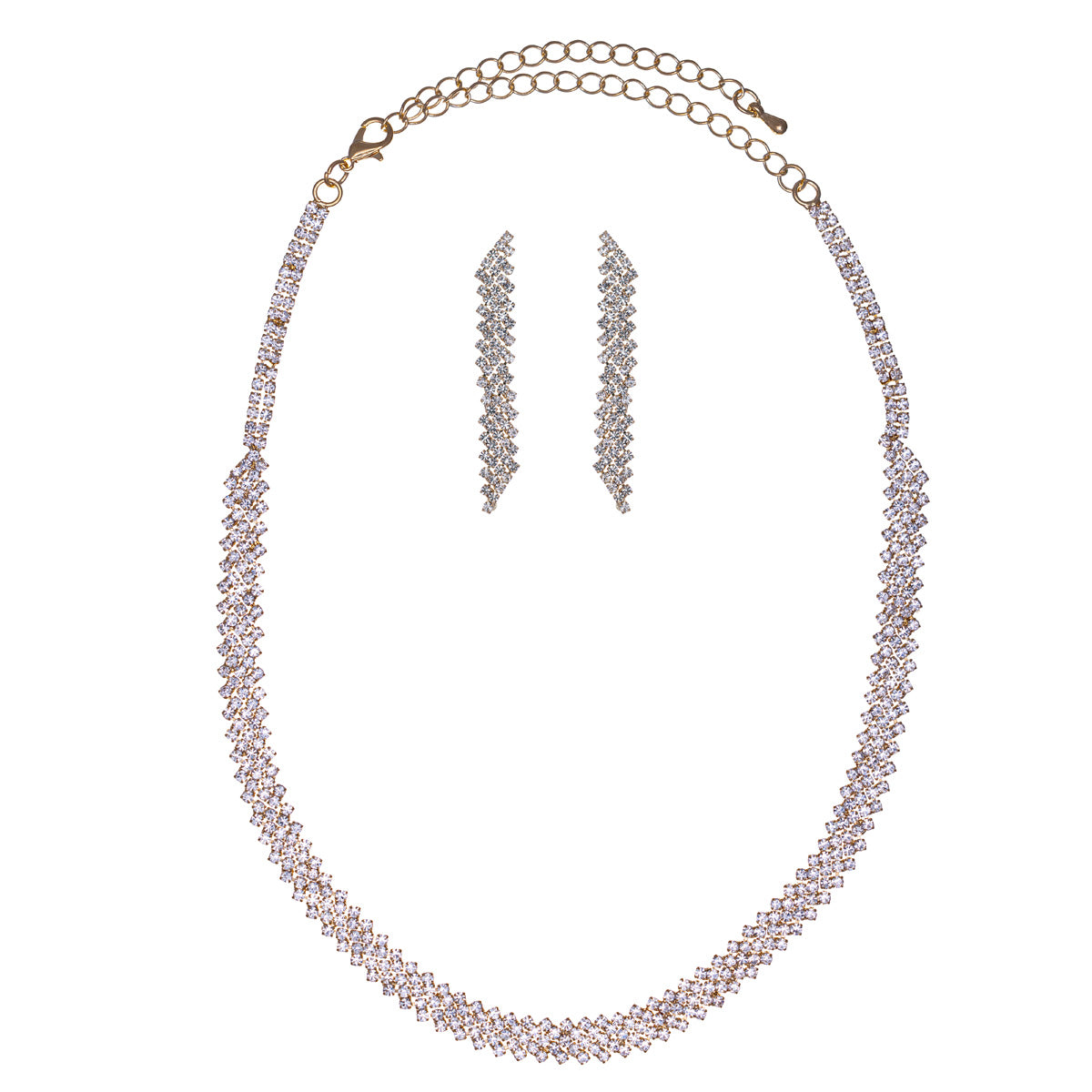 Rhinestone necklace + earrings