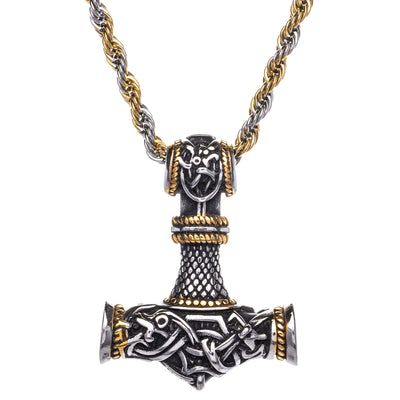 Two-tone Mjölnir Thor's hammer pendant necklace (Steel 316L)