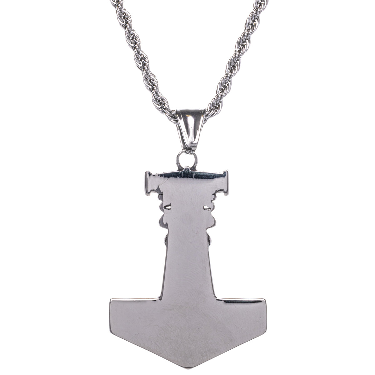 Chain decorated Mjölnir Thor's hammer pendant necklace (Steel 316L)