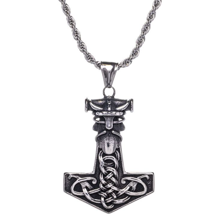 Ketjukoristeltu Mjölnir Thorin vasara riipus kaulakoru (Teräs 316L)