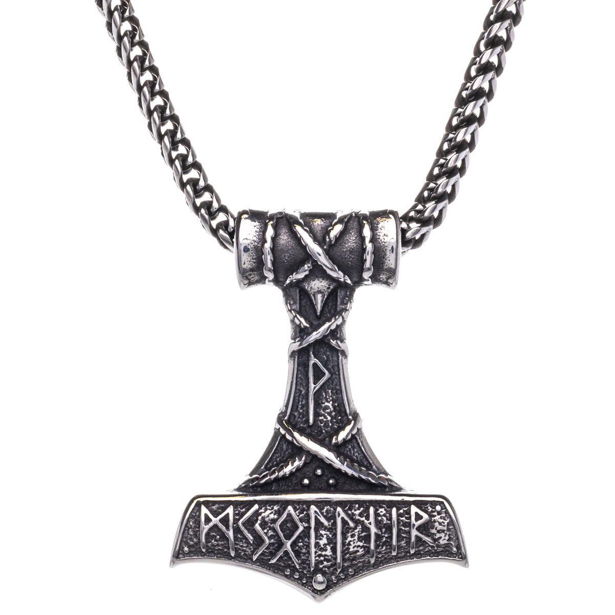 Thorn hammer Mjölnir pendant with pendant necklace (Steel 316L)