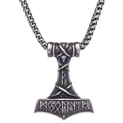 Thorn hammer Mjölnir pendant with pendant necklace (Steel 316L)