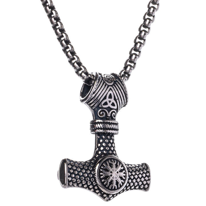 Thorin hammer Aegishjalmur pendant necklace (Steel 316L)