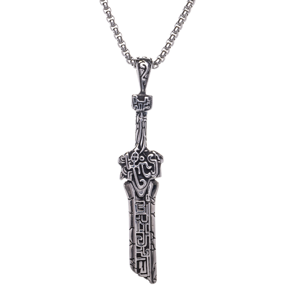 Silver coloured Viking sword pendant - Viking jewellery necklace (Steel 316L)