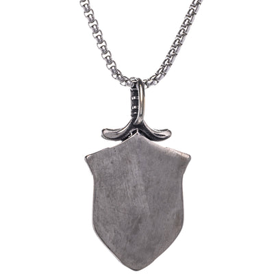 Bear shield and sword pendant necklace (Steel 316L)