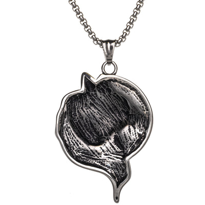 Crescent moon and Fenrir wolf pendant necklace (Steel 316L)