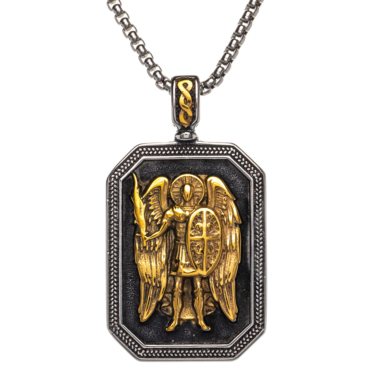 Gold St Michael's guardian angel pendant necklace (Steel 316L)
