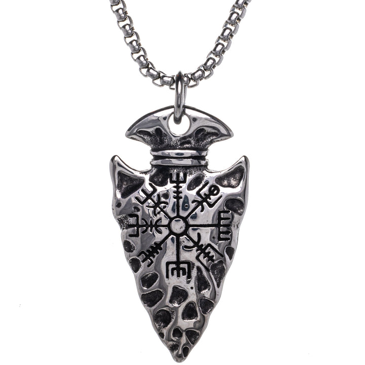 Gungnir Vegvísir keihäänkärki riipus kaulakoru (Teräs 316L)