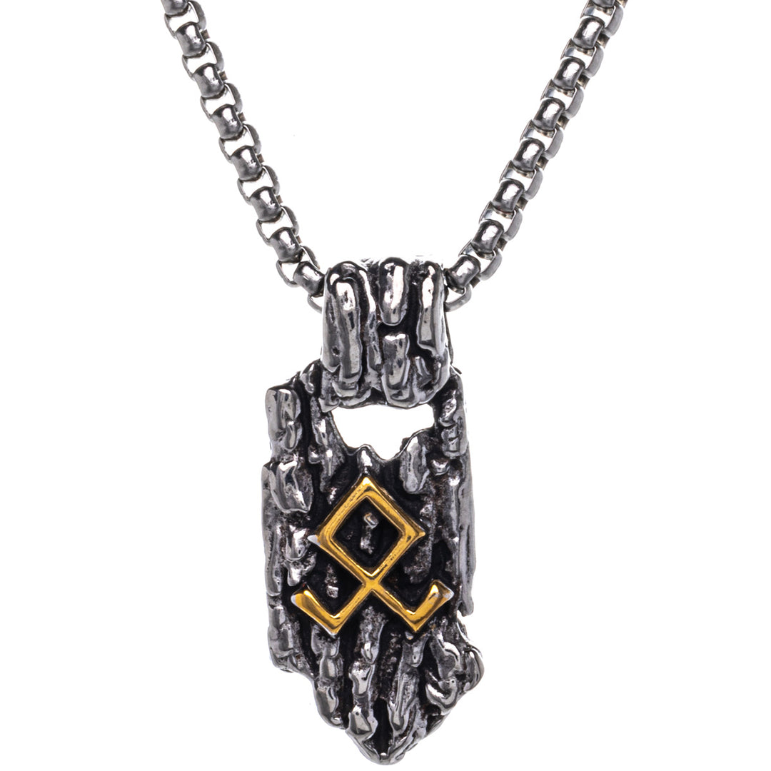 Two-tone Othala pendant pendant necklace (Steel 316L)