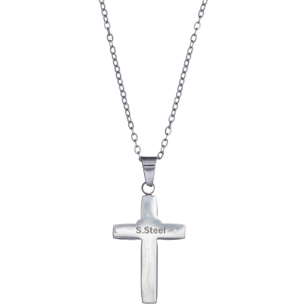 Glittering cross pendant necklace 42cm +5cm (Steel 316L)