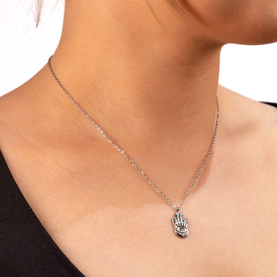 Hamsa hand necklace 42cm +5cm (Steel 316L)