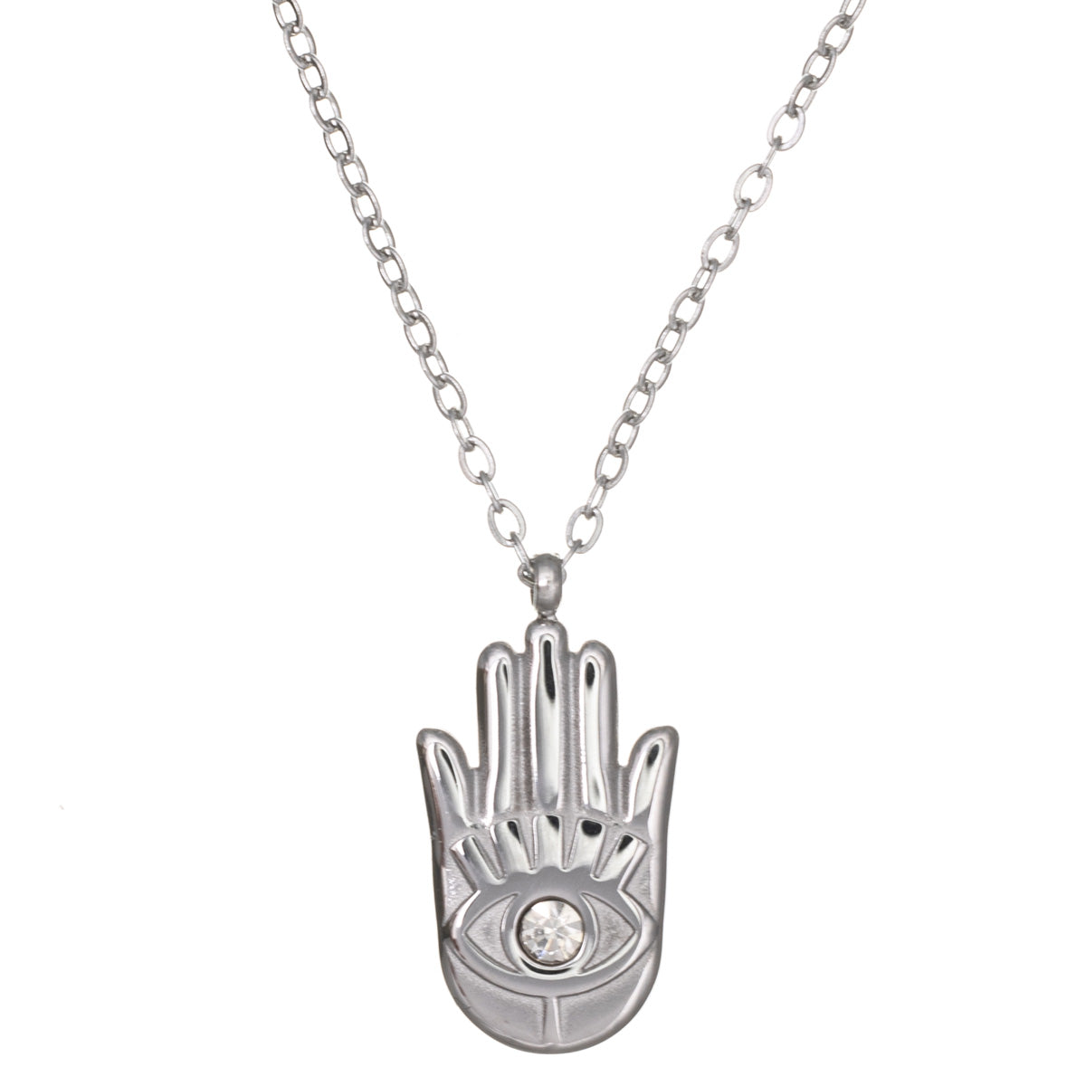 Hamsa hand necklace 42cm +5cm (Steel 316L)