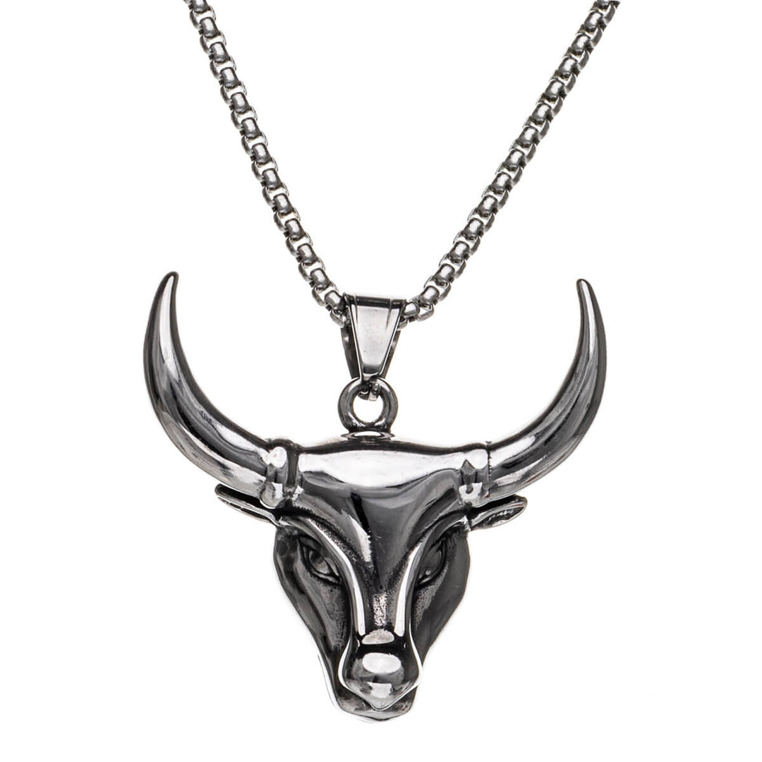 Bull pendant necklace 60cm (Steel 316L)