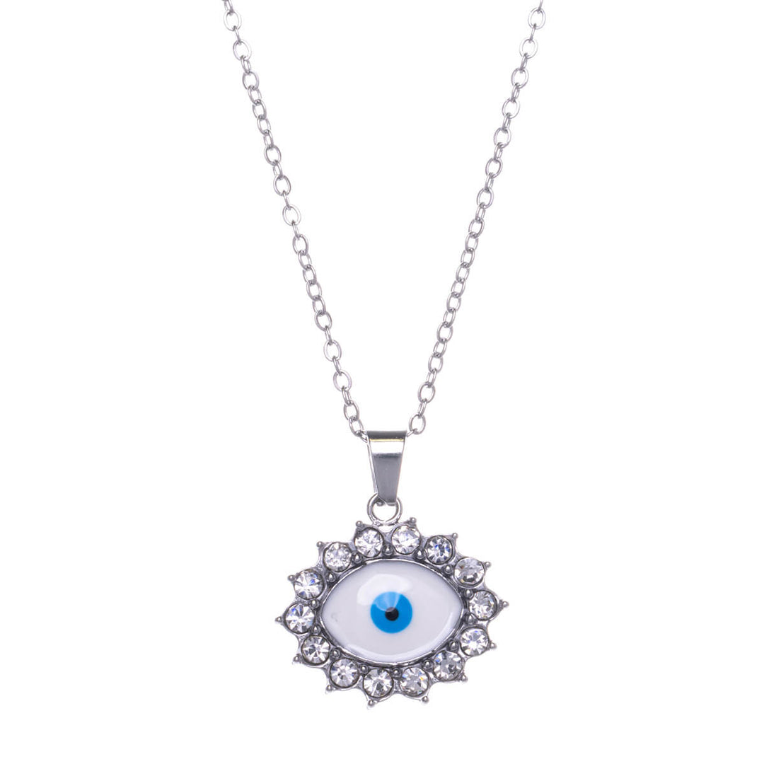 Sparkling evil eye necklace 41cm +5cm (Steel 316L)